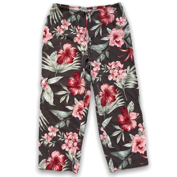 Vintage 90s Silk Hawaiian Floral Capris - Picture 4 of 11